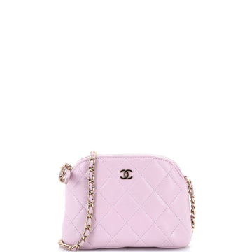 CC Dome Zip Clutch with Chain Quilted Caviar Mini