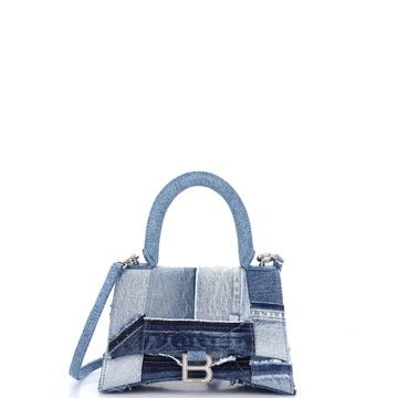 Hourglass Top Handle Bag Patchwork Denim Small