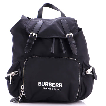 Logo Rucksack Backpack Nylon with Leather Small