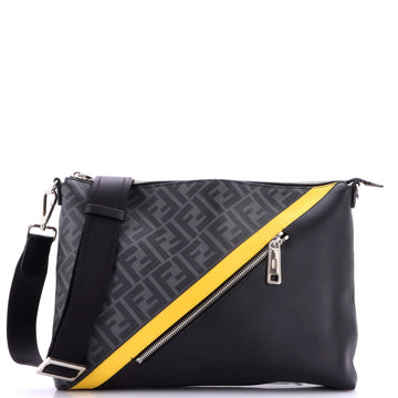 Front Zip Messenger Zucca Coated Canvas and Leather Large