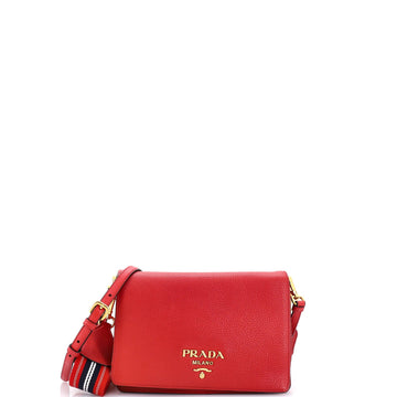 Dual Strap Flap Crossbody Bag Vitello Daino Small