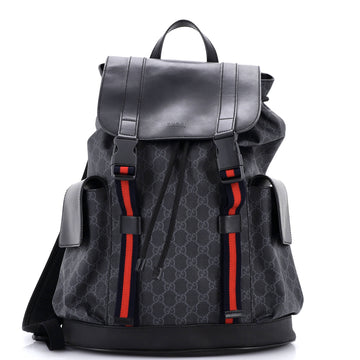 Double Pocket Buckle Backpack GG Coated Canvas Large