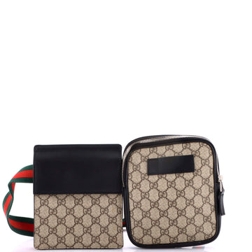 Double Web Belt Bag GG Coated Canvas with Leather