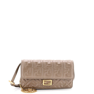 Baguette Wallet on Chain Zucca Embossed Leather