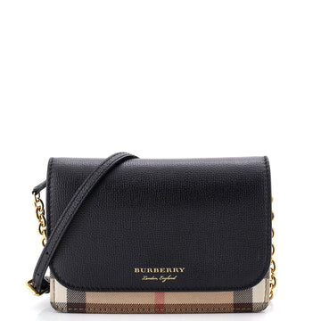 Hampshire Wallet on Chain Leather and House Check Canvas