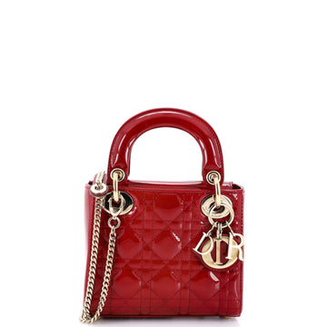 Lady Dior Chain Bag Cannage Quilt Patent Mini