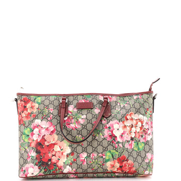 Convertible Zip Tote Blooms Print GG Coated Canvas Large