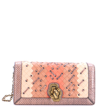 Club Stitch Olimpia Knot Flap Bag Intrecciato Nappa and Snakeskin Medium