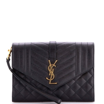 Classic Monogram Envelope Wristlet Clutch Mixed Matelasse Leather