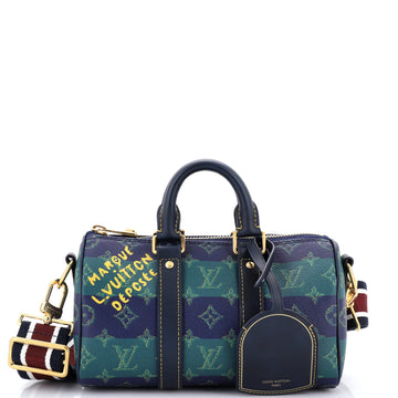 Keepall Bandouliere Bag Limited Edition Marque Deposee Stripes Monogram Heritage Canvas 25