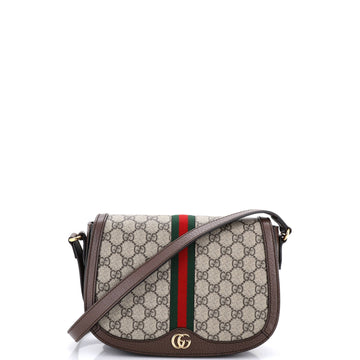 Ophidia Saddle Flap Shoulder Bag GG Coated Canvas Small