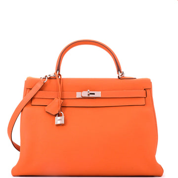 Kelly Handbag Orange H Togo with Palladium Hardware 35