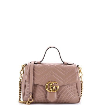 GG Marmont Top Handle Flap Bag Matelasse Leather Small