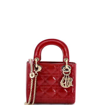 Lady Dior Chain Bag Cannage Quilt Patent Mini