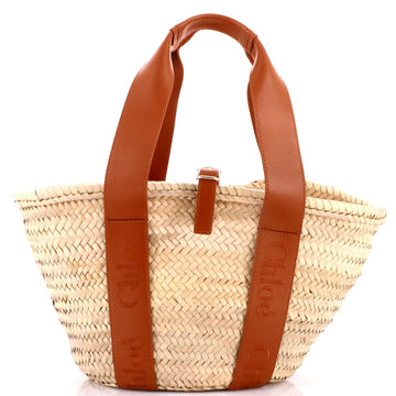 Sense Basket Tote Raffia with Leather Medium