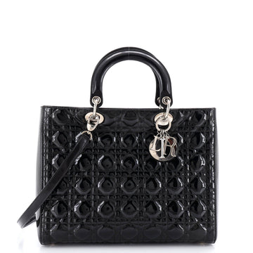 Lady Dior Bag Cannage Quilt Patent Large