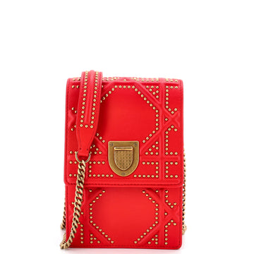 Diorama Vertical Clutch on Chain Studded Leather