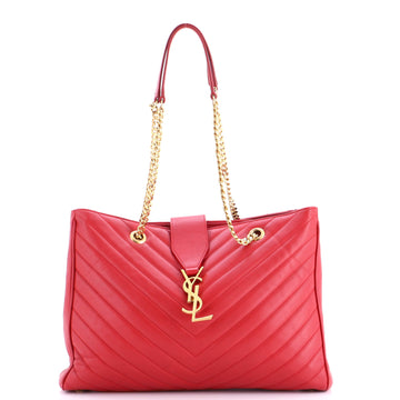 Classic Monogram Shopper Matelasse Chevron Leather Large