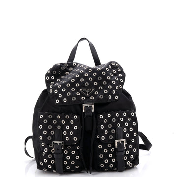 Double Front Pocket Backpack Tessuto with Grommet Detail Medium