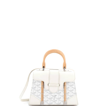 Structured Saigon Top Handle Bag Coated Canvas with Leather Mini