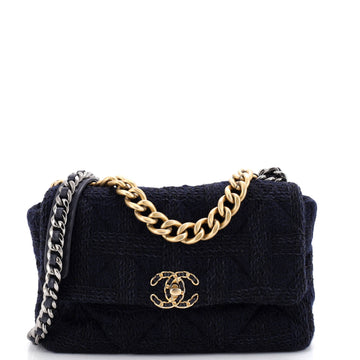 19 Flap Bag Quilted Tweed Large