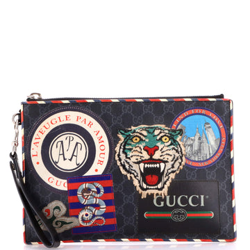Night Courrier Pouch GG Coated Canvas with Applique