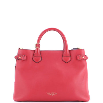 Banner Tote Leather and House Check Canvas Medium