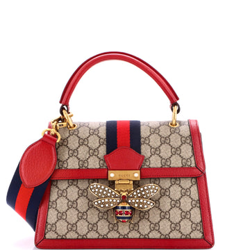 Queen Margaret Top Handle Bag GG Coated Canvas with Leather Small