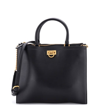 Convertible Trifolio Chain Zip Tote Leather Large