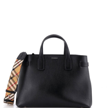 Banner NM Tote Leather with Vintage Check Canvas Medium