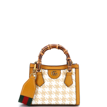 Diana NM Bamboo Handle Tote Houndstooth Raffia Mini