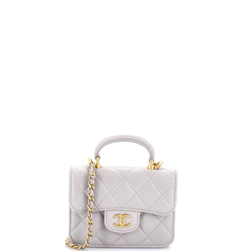 Top Handle Flap Coin Purse with Chain Quilted Lambskin