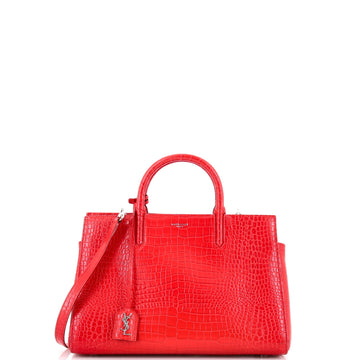Rive Gauche Cabas Crocodile Embossed Leather Small
