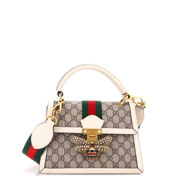Queen Margaret Top Handle Bag GG Coated Canvas with Leather Small