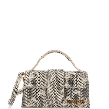 Le Bambino Top Handle Flap Bag Snakeskin Embossed Leather Mini