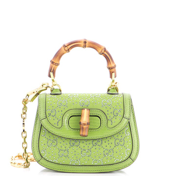 Bamboo 1947 Top Handle Bag GG Crystal Embellished Satin with Lizard Mini
