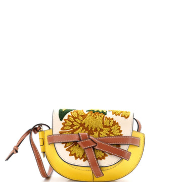 Gate Shoulder Bag Leather with Floral Applique Small