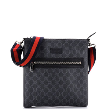 Web Strap Front Zip Messenger Bag GG Coated Canvas Medium