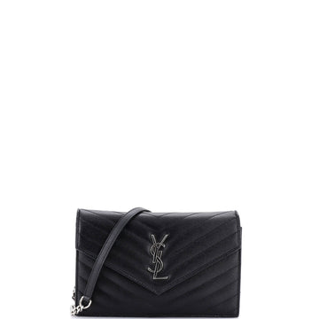 Classic Monogram Wallet on Chain Matelasse Chevron Leather Small