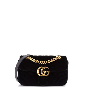 GG Marmont Flap Bag Matelasse Velvet Mini