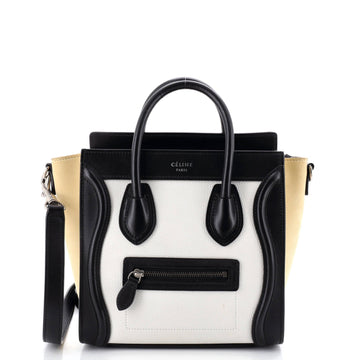 Tricolor Luggage Bag Leather Nano