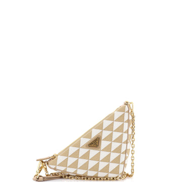 Symbole Triangle Bag Leather and Jacquard Mini