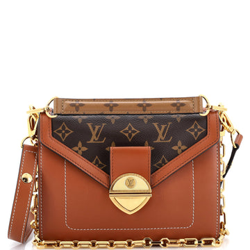 Biface Handbag Leather and Reverse Monogram Canvas