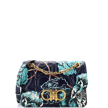 Gancini Turnlock Flap Bag Gancini Quilted Printed Leather Medium