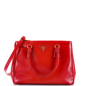 Double Zip Lux Tote Vernice Saffiano Leather Mini