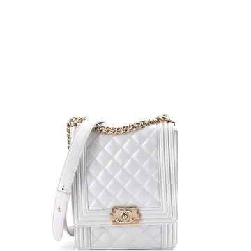 North South Boy Flap Bag Quilted Iridescent Calfskin Small