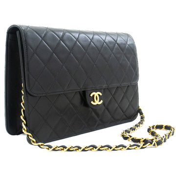 Top Quality Chanel Chain Shoulder Bag Clutch Black Quilted New Leather Purse