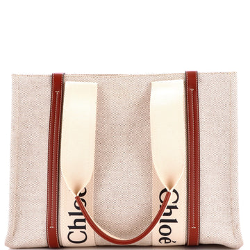 Woody Tote Canvas with Leather Medium