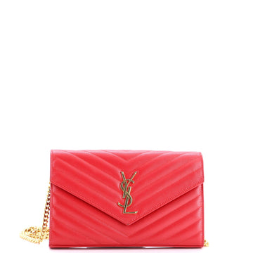 Classic Monogram Wallet on Chain Matelasse Chevron Leather Medium