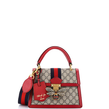 Queen Margaret Top Handle Bag GG Coated Canvas with Leather Small
